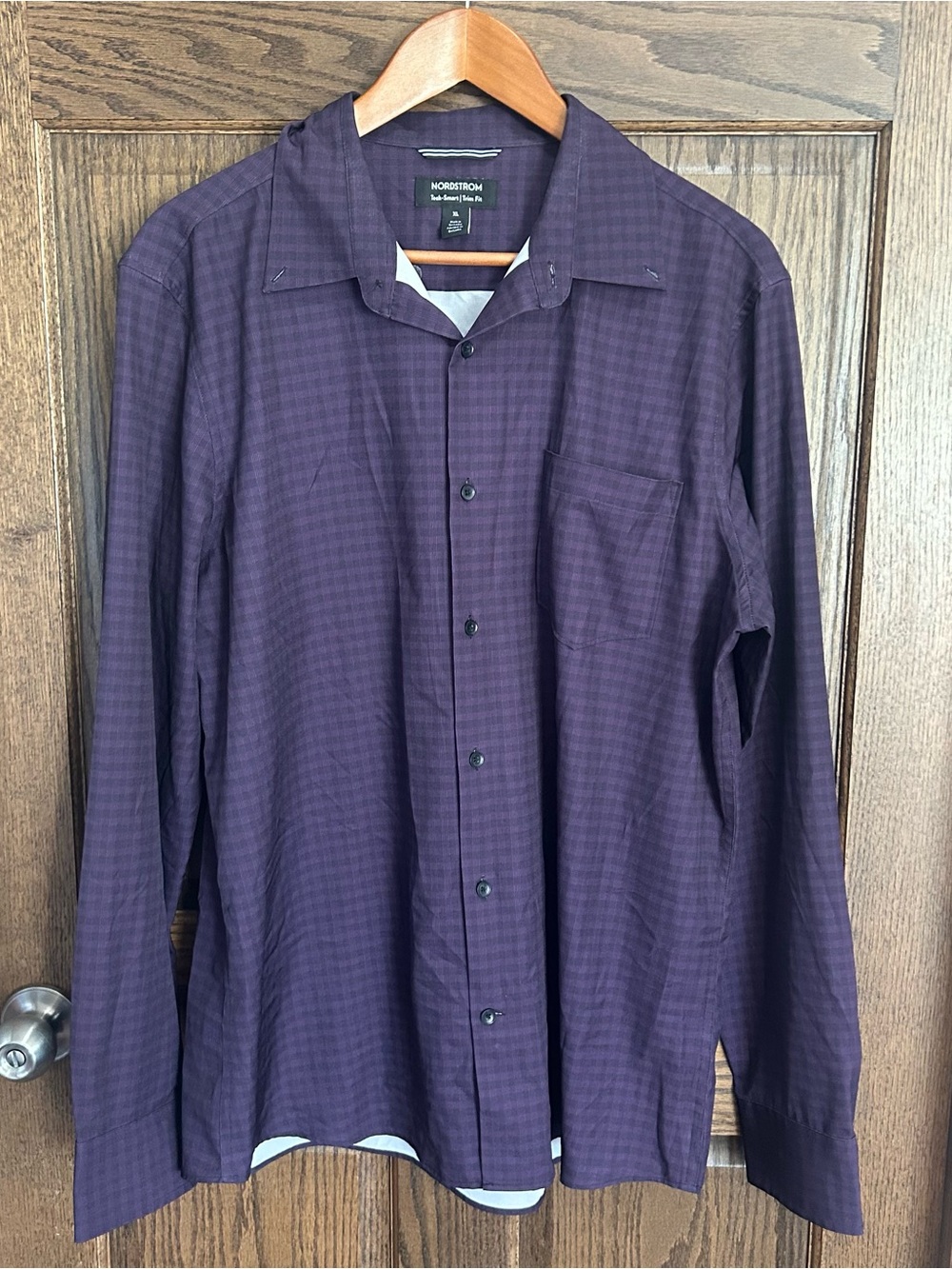 Nordstrom Men’s Deep Purple Long-Sleeve Button-Up Shirt